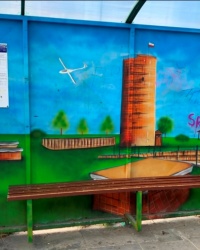 Остановка с башней (мурал), г. Грудзьондз