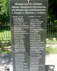 Мемориальная плита в честь погибших бойцов в с.Команы
