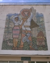Мозаичное панно на здании Дома Культуры в п.г.т. Воловец