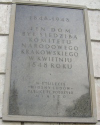 м. Краків. Меморіальна дошка Народному комітету 1848 року.