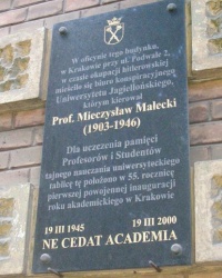 м. Краків. Меморіальна дошка Мечиславу Малецькому.